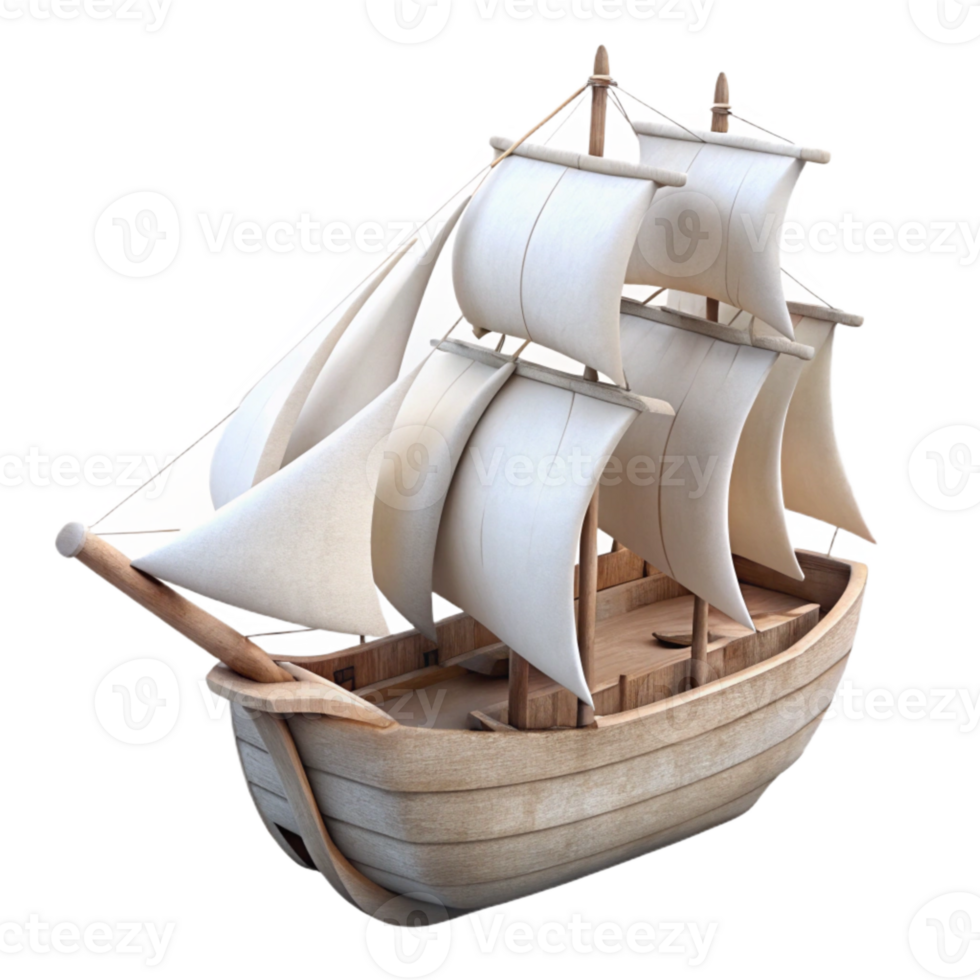 impressive artistic Sailing Ship with White Sails Isolated Element premium png