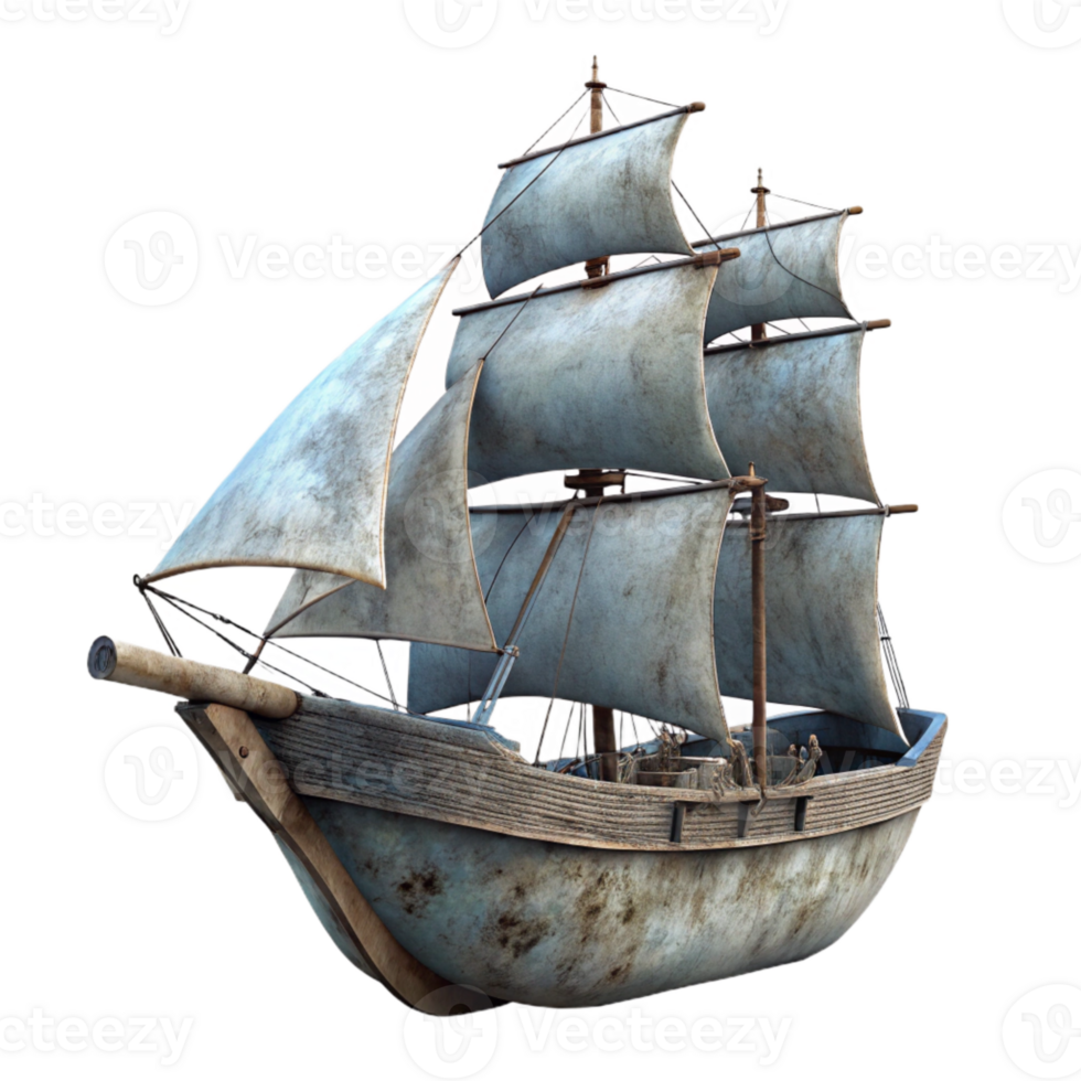 stunning modern Sailing Ship Silhouette Cutout on Transparent Background original png