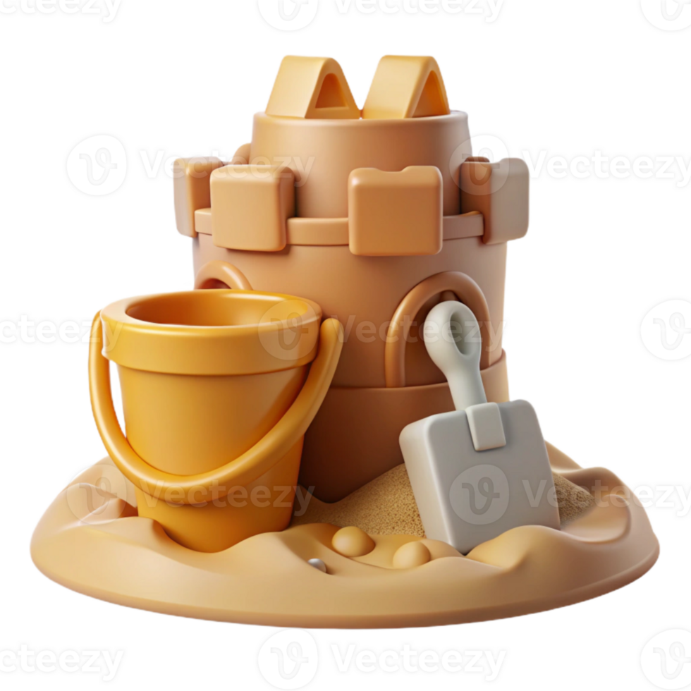 impressive traditional Sandcastle with Bucket and Spade Transparent Background exclusive png