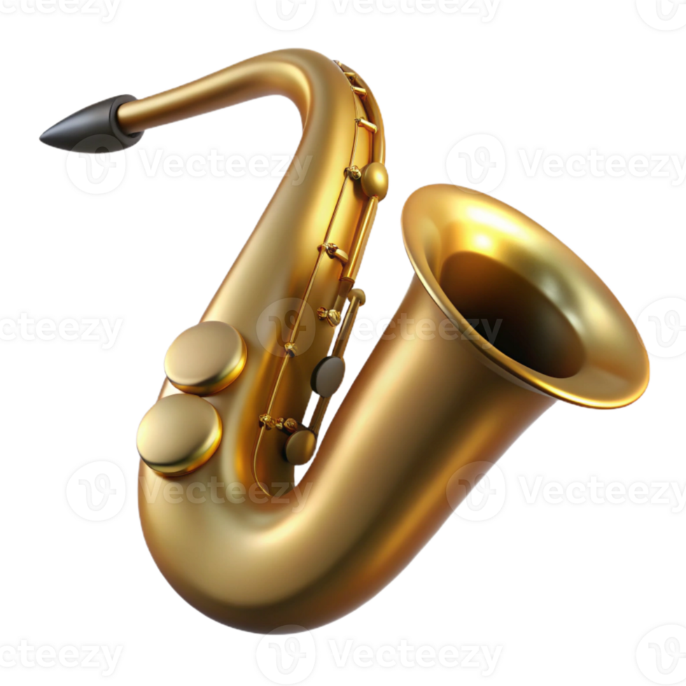 impressive minimalist Saxophone Gold Finish Angled View Cutout detailed png