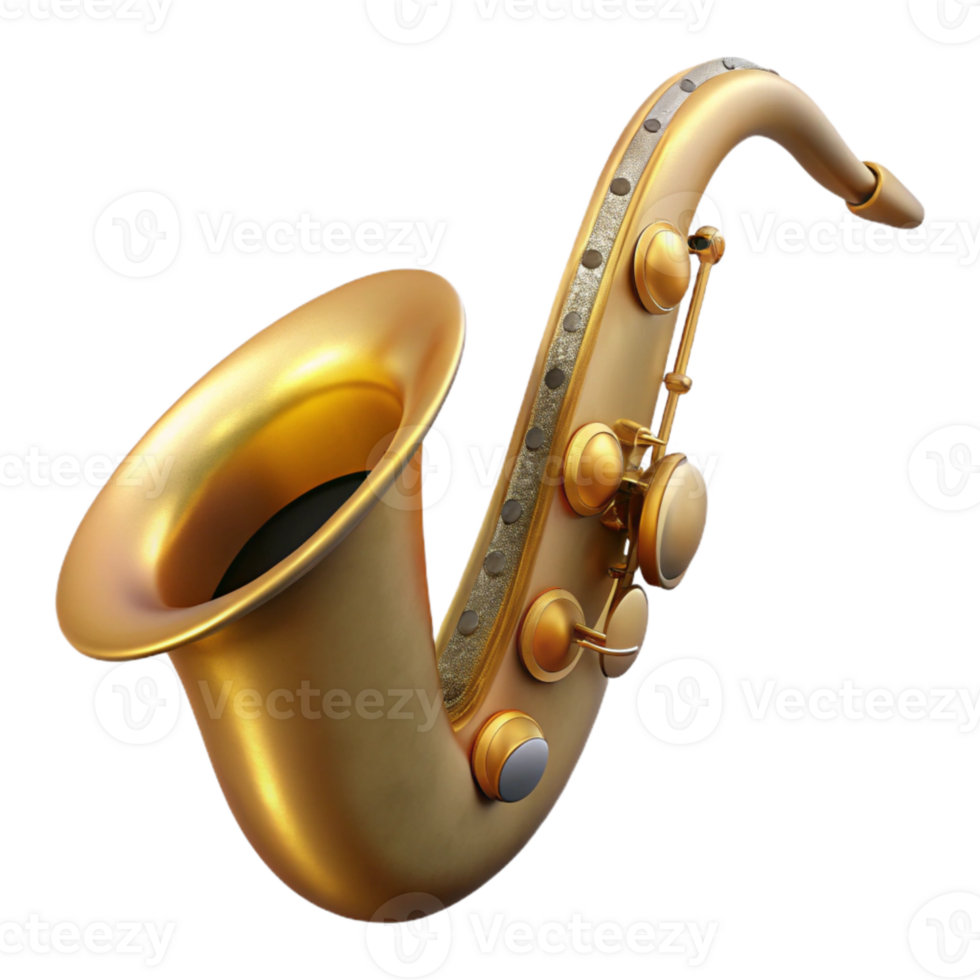 wonderful creative Saxophone Gold Finish Side View Cutout high resolution png