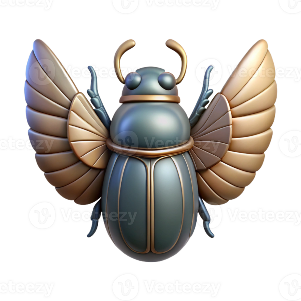 impressive rustic Scarab Beetle Winged Design Isolated original png