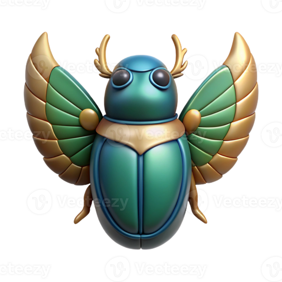 vibrant traditional Scarab Beetle Winged Design Isolated png