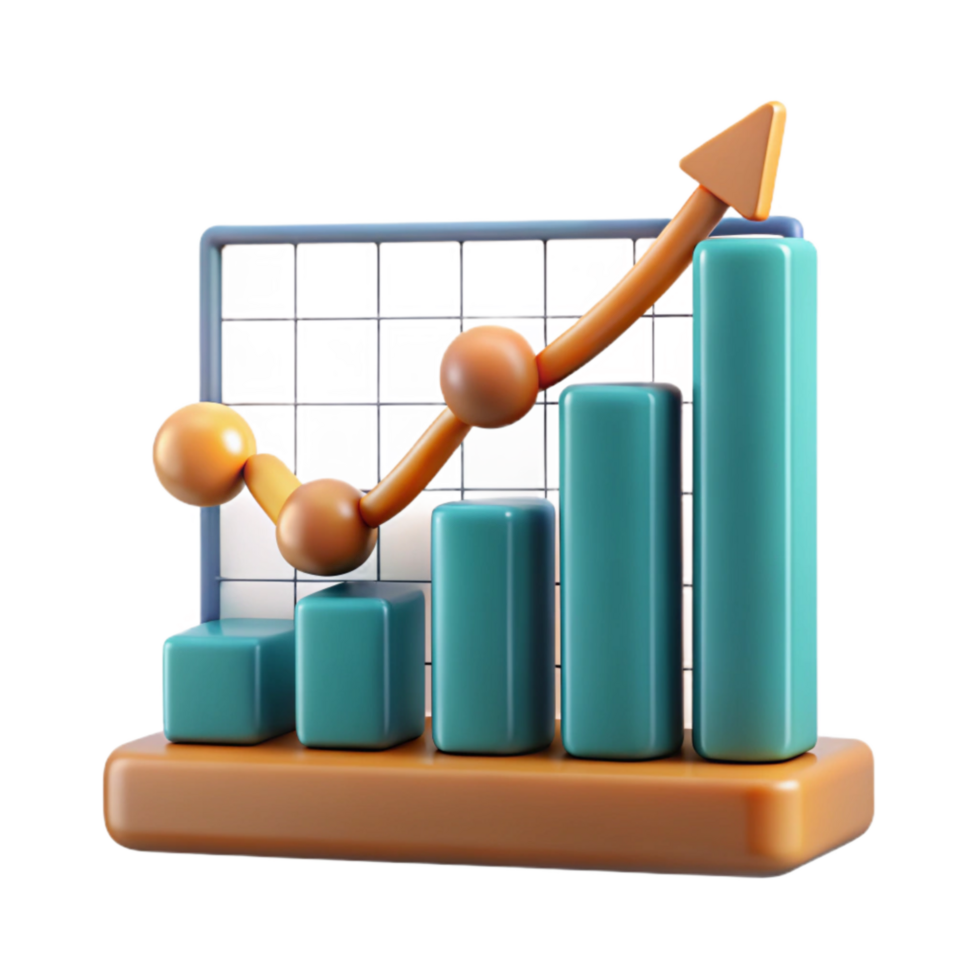 impressive modern Scientific Graph Chart Upward Trend Transparent Background Cutout png