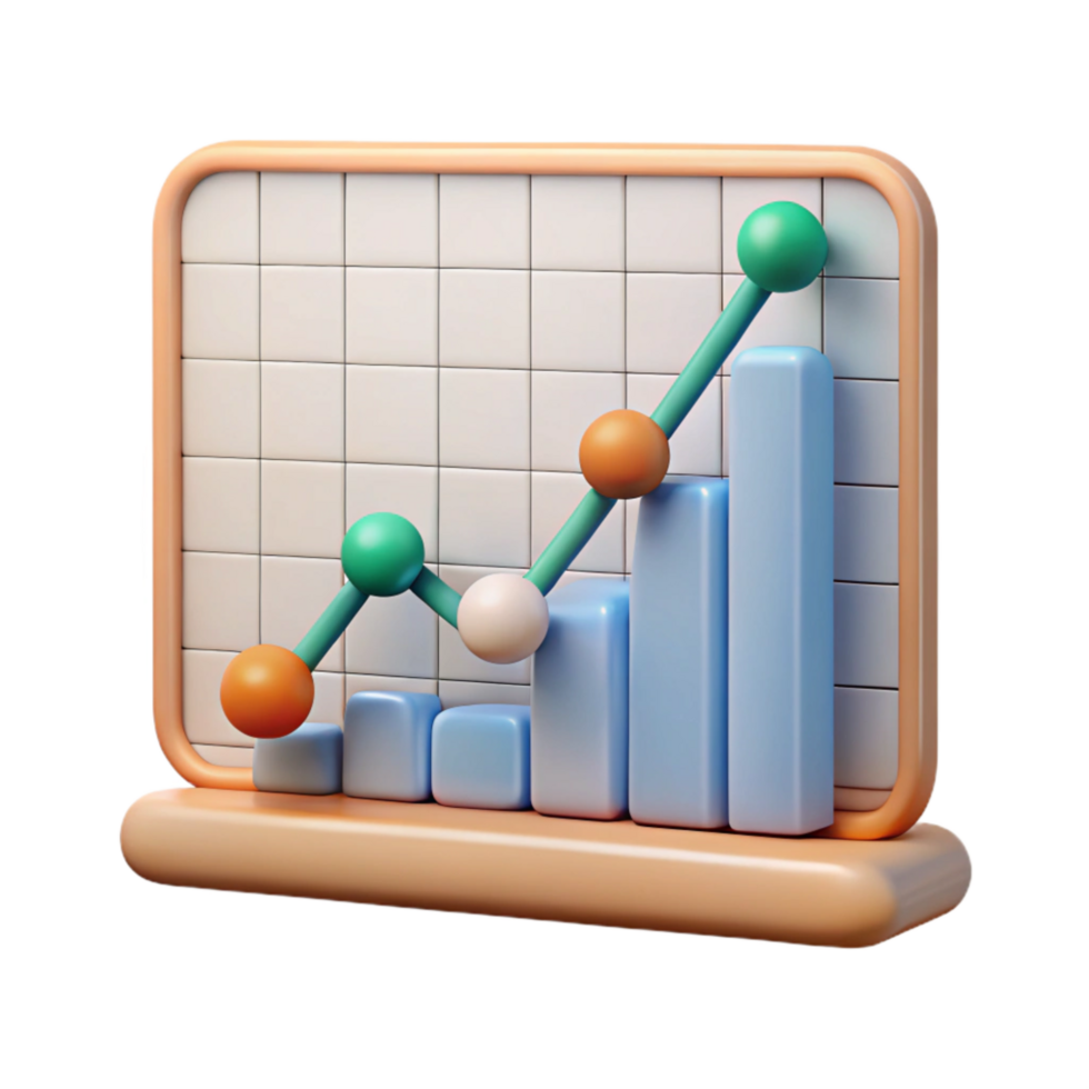 elegant classic Scientific Graph with Stable Trend Transparent Background detailed png