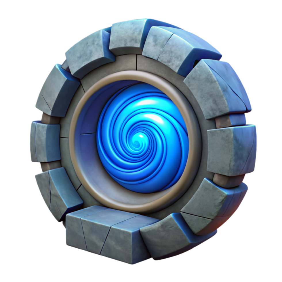 dramatic modern Sci Fi Portal with Blue Swirl Cutout high resolution png