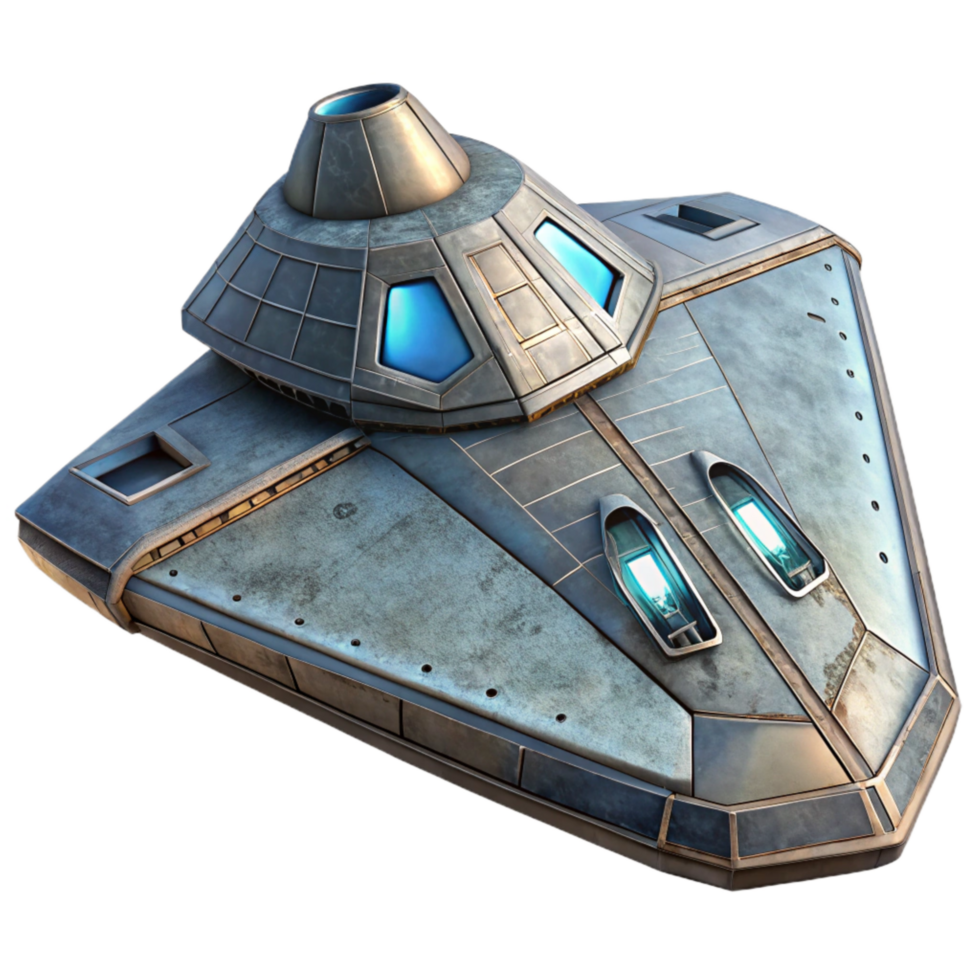 serene abstract Sci Fi Spaceship Angled View Cutout genuine png