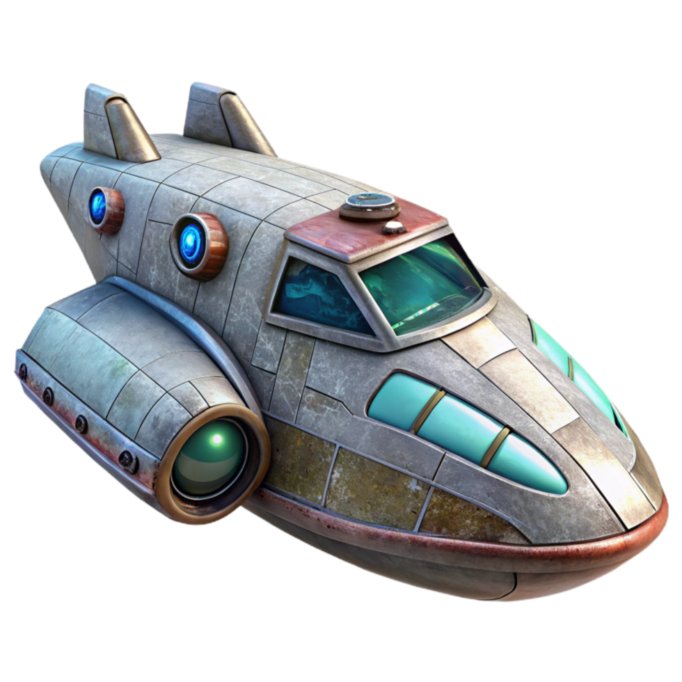 vibrant traditional Sci Fi Spaceship Side View Cutout original png