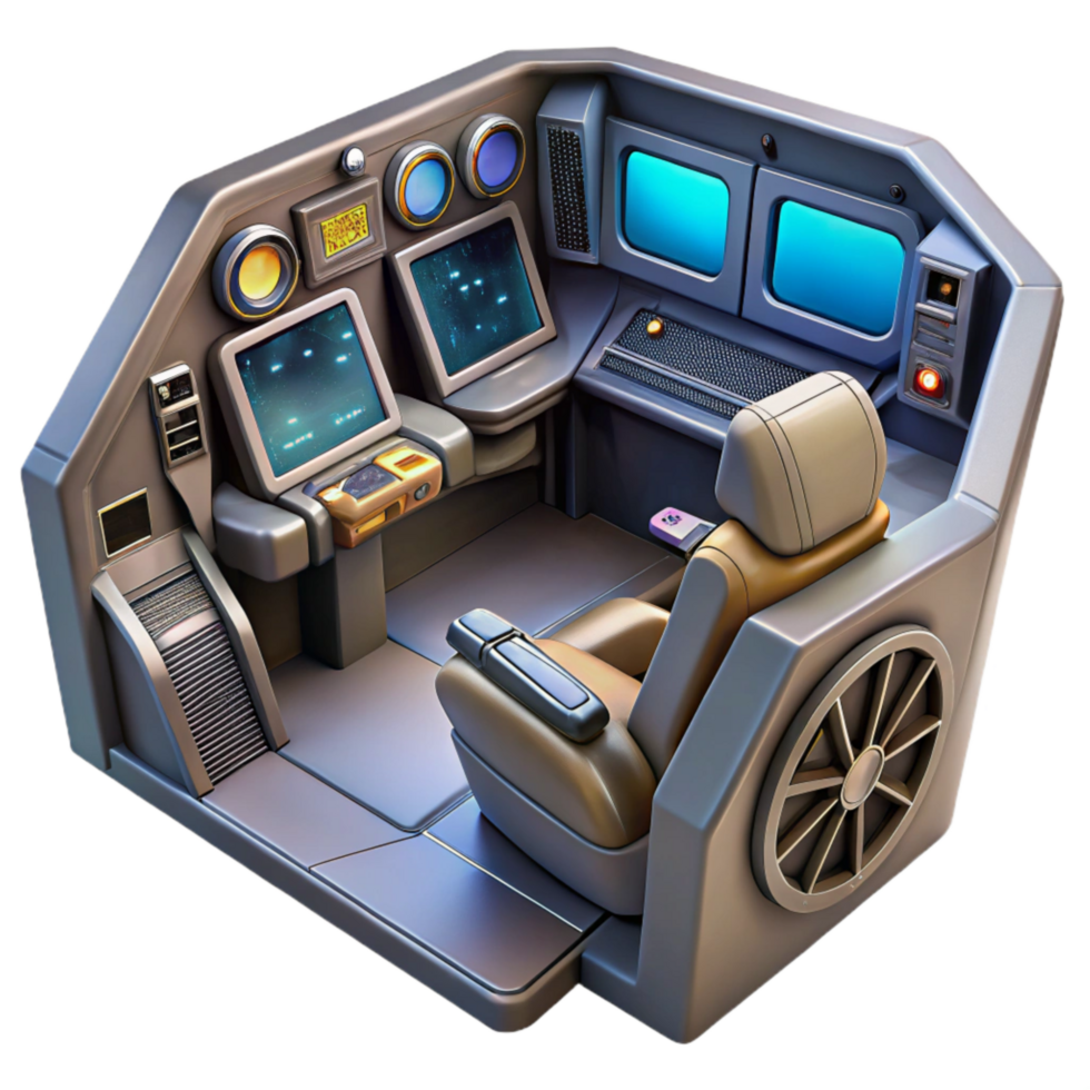 vibrant classic Sci Fi Spaceship Cockpit View Transparent Background high quality png