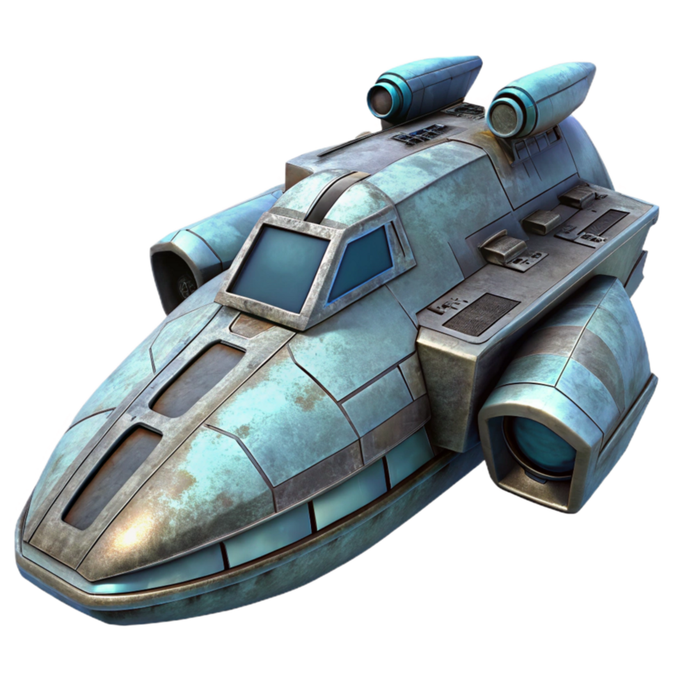 dramatic traditional Sci Fi Spaceship Side View Cutout authentic png