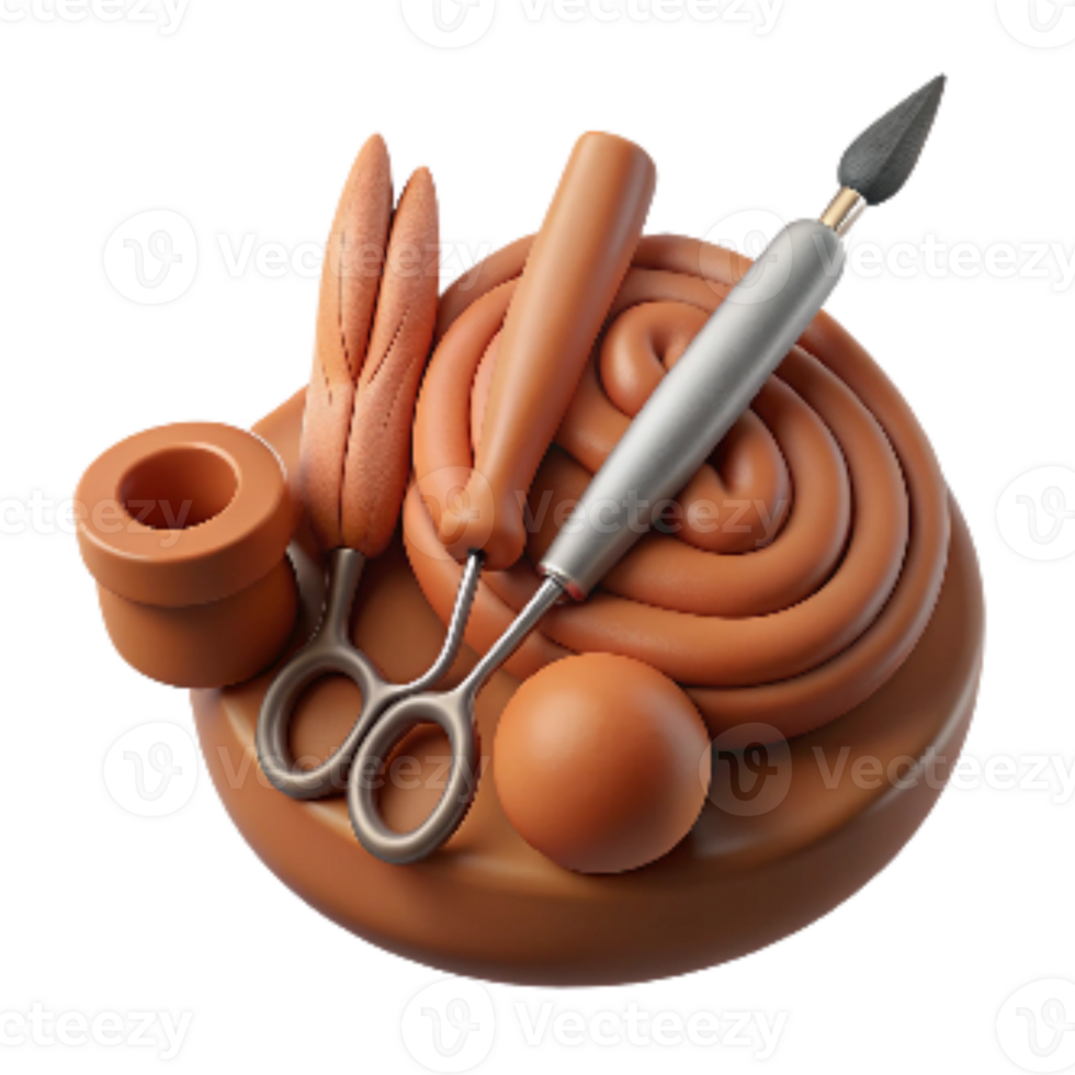 vibrant artistic Sculpting Tools Clay and Wire Cutout premium png