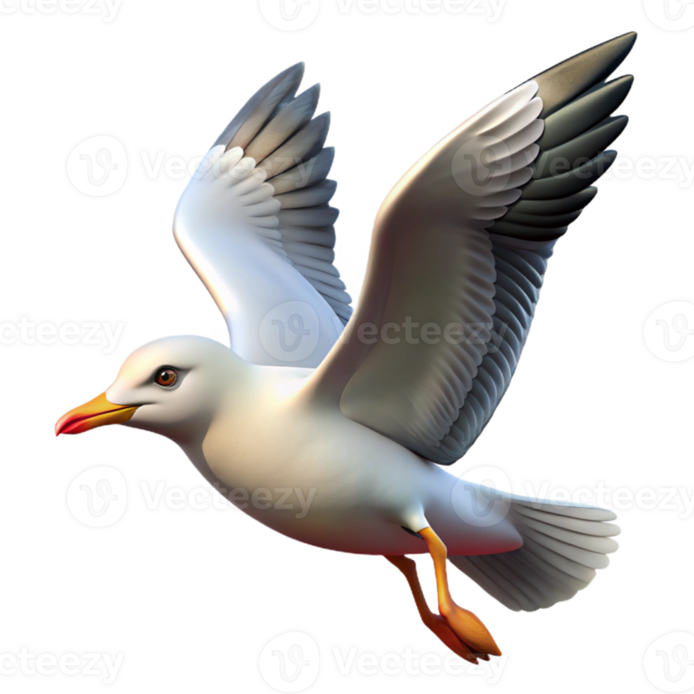 beautiful abstract Seagull Flying View Cutout Element detailed png