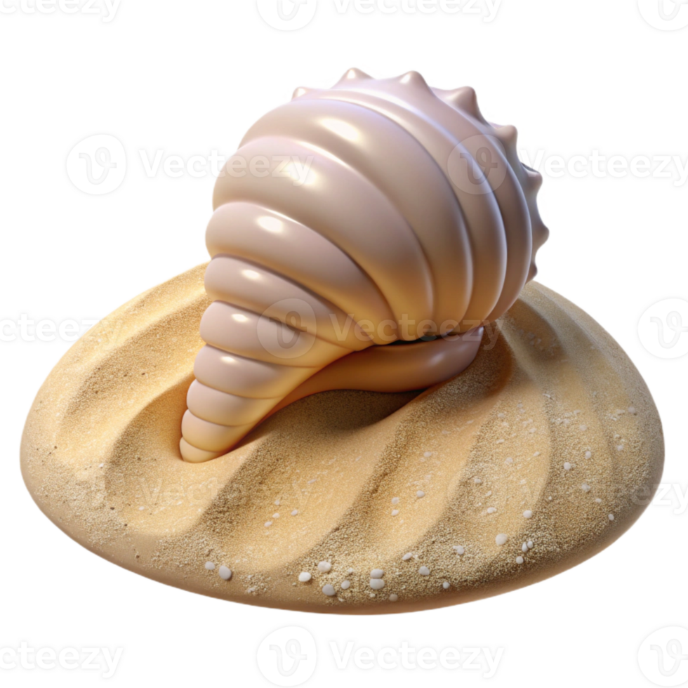impressive rustic Seashell on Sandy Beach Isolated Element original png