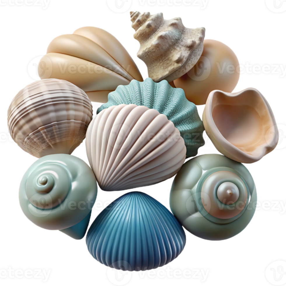 serene rustic Seashell Collection Various Shapes Isolated high quality png