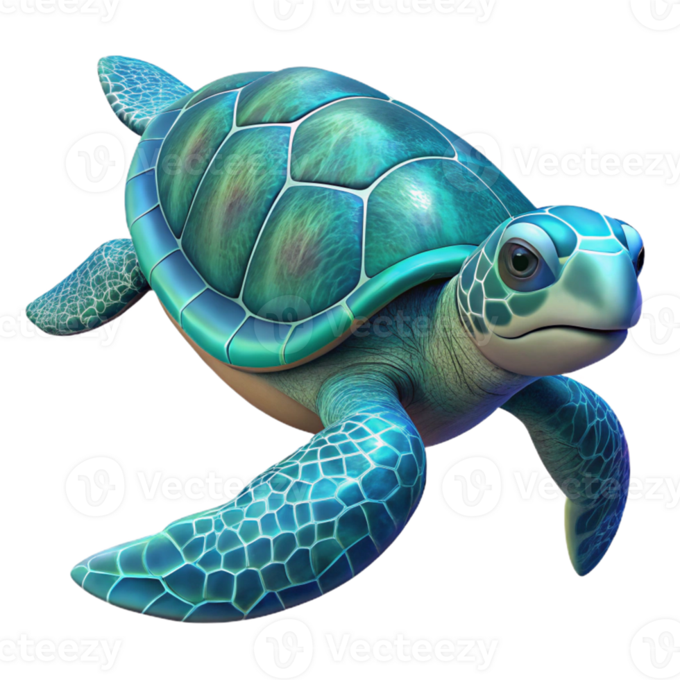 wonderful abstract Sea Turtle Isolated Swimming in Ocean png