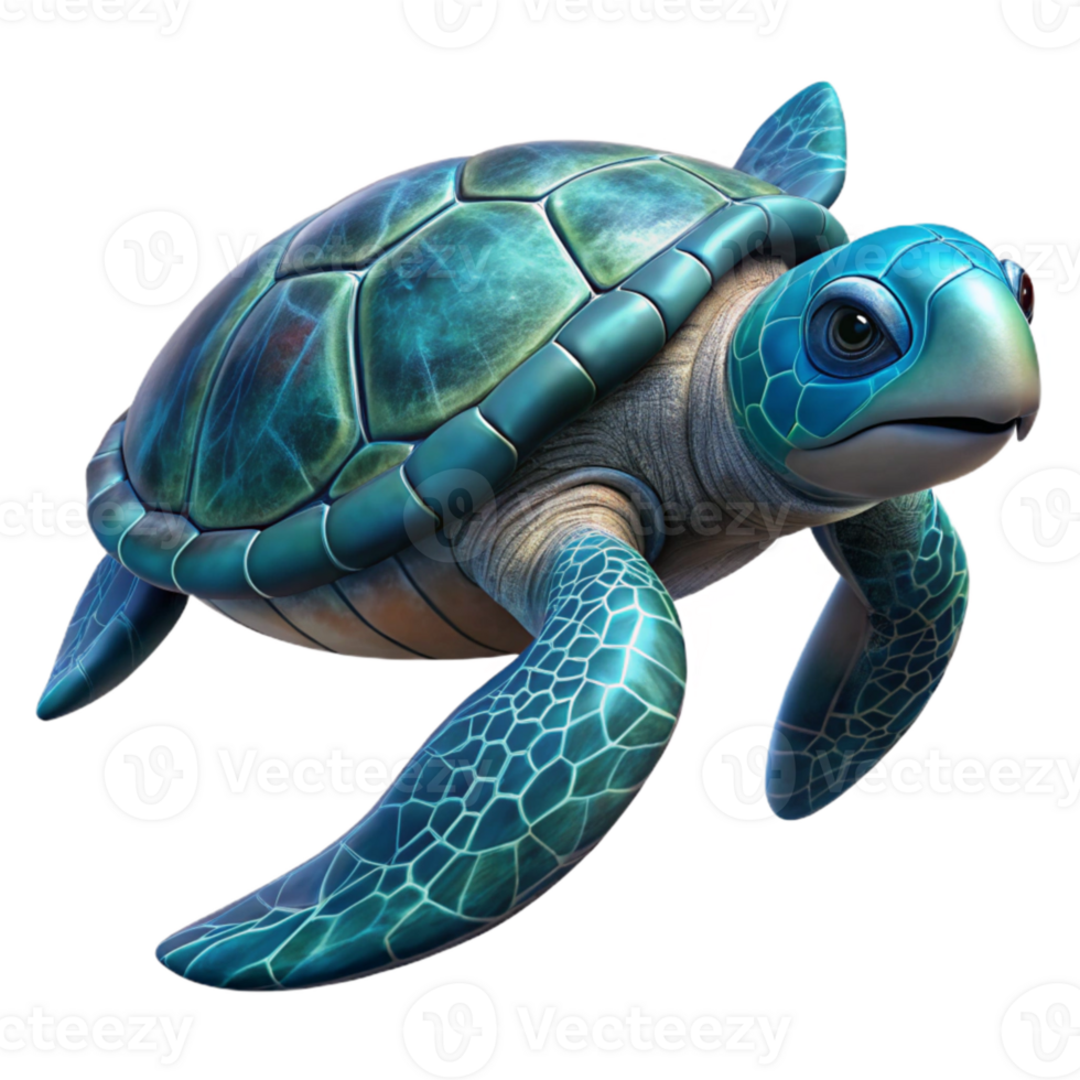 vibrant traditional Sea Turtle Swimming in Ocean Cutout authentic png