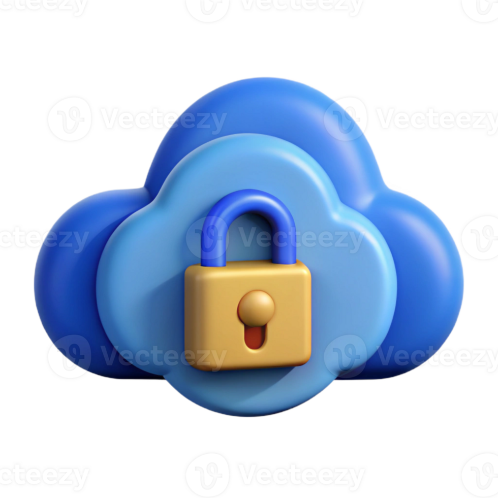 vibrant vintage Secure Cloud Storage Icon Blue Cloud Isolated premium png