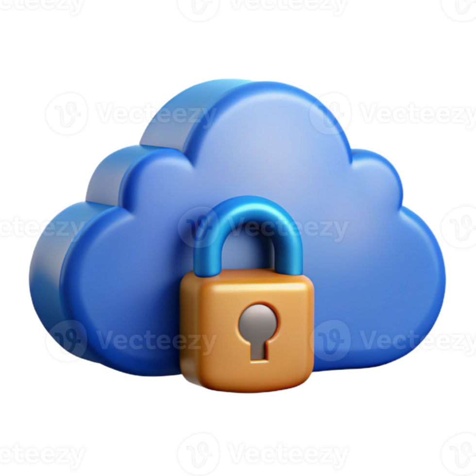 beautiful traditional Secure Cloud Storage Icon Blue Cloud Isolated high quality png