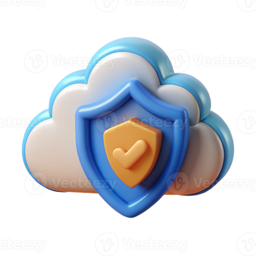 vibrant creative Secure Cloud Storage Icon Blue Cloud Isolated png