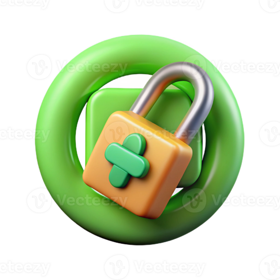 dramatic creative Secure Connection Icon with Green Link Cutout exclusive png