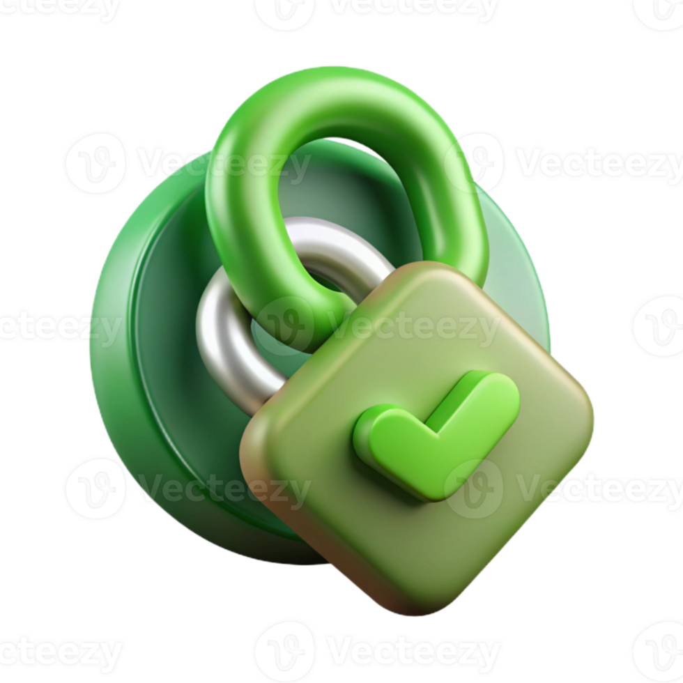 serene classic Secure Connection Icon with Green Link Cutout premium png