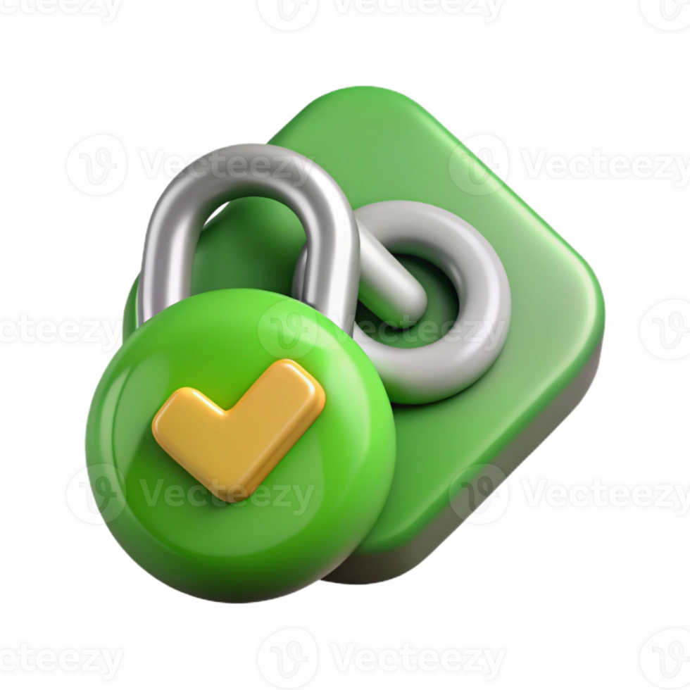 wonderful classic Secure Connection Icon with Green Link Cutout high resolution png