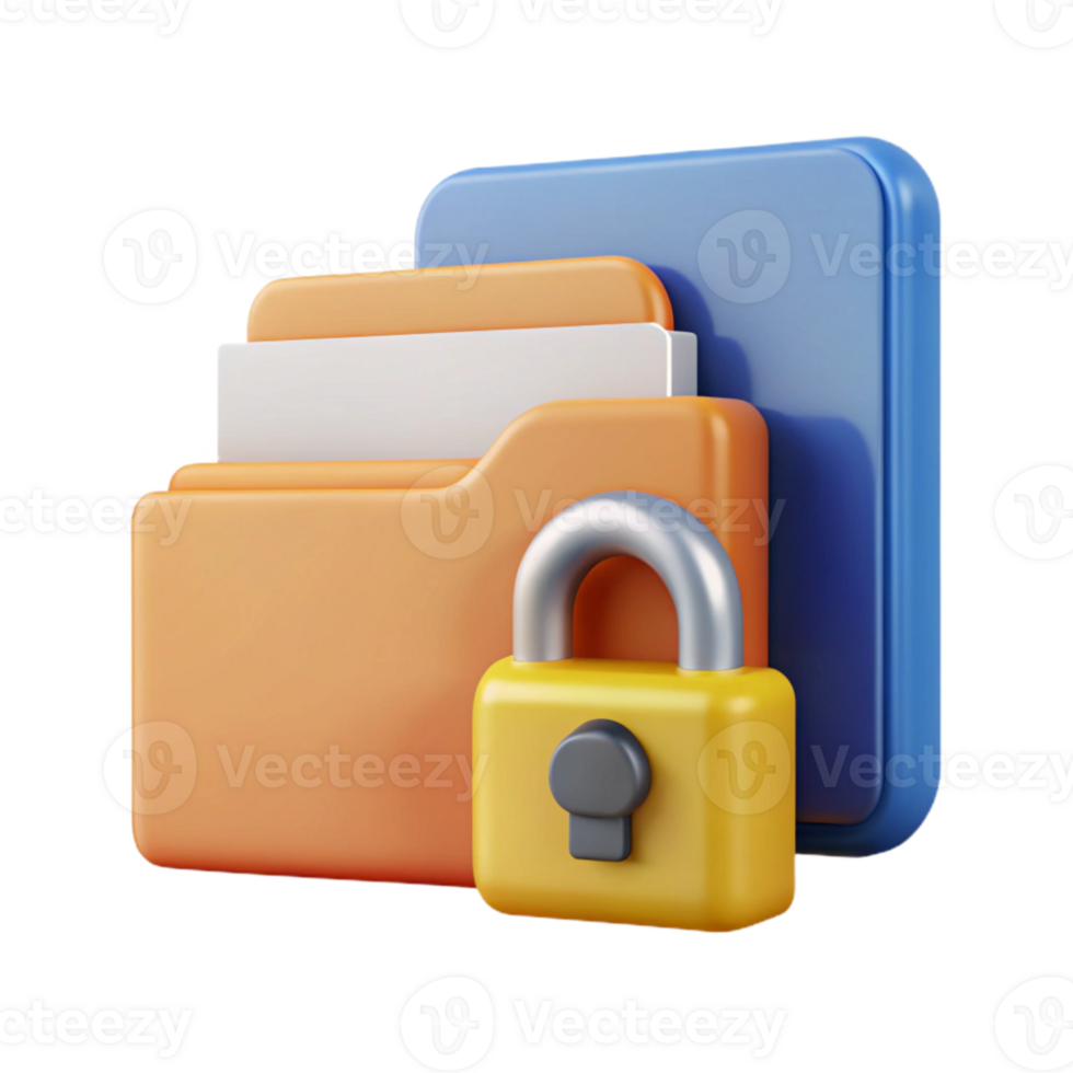 impressive artistic Secure File Sharing Icon with Folder and Lock Cutout original png