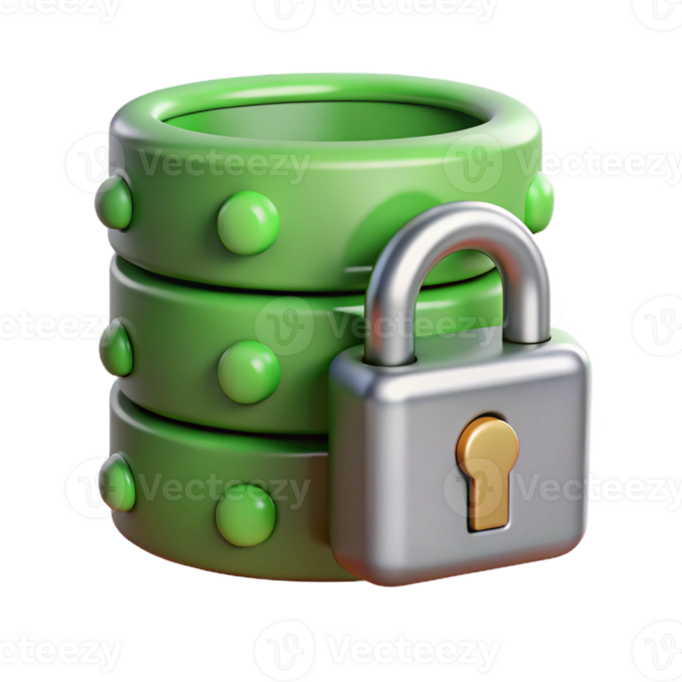 impressive creative Secure Data Storage Icon with Green Lock Cutout authentic png
