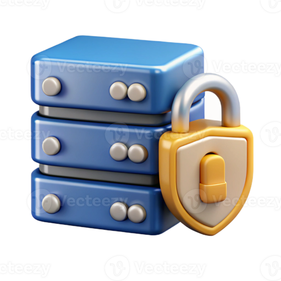 elegant abstract Secure Data Center Icon with Server Racks and Lock Cutout premium png
