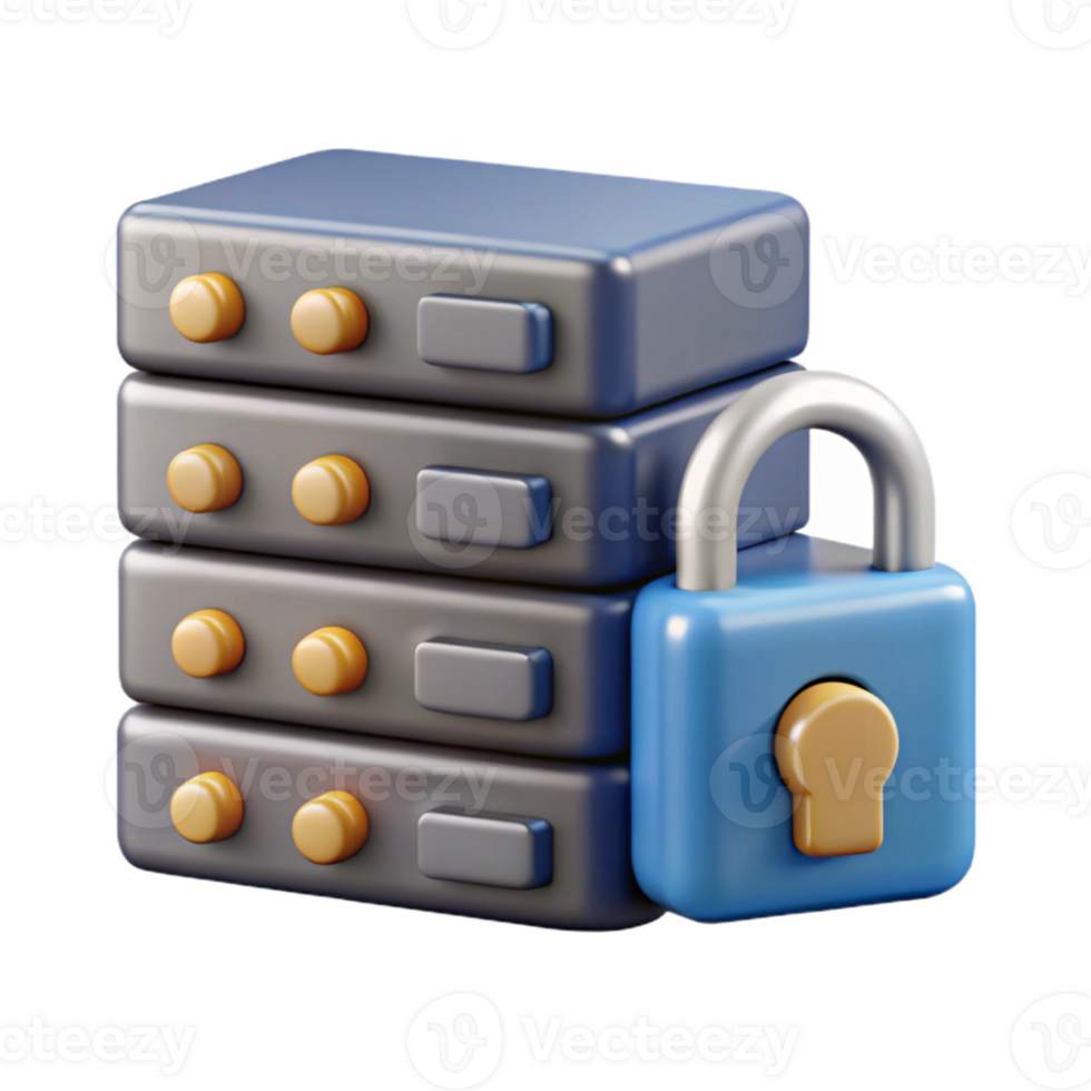 impressive modern Secure Data Center Icon with Server Racks and Lock Cutout exclusive png