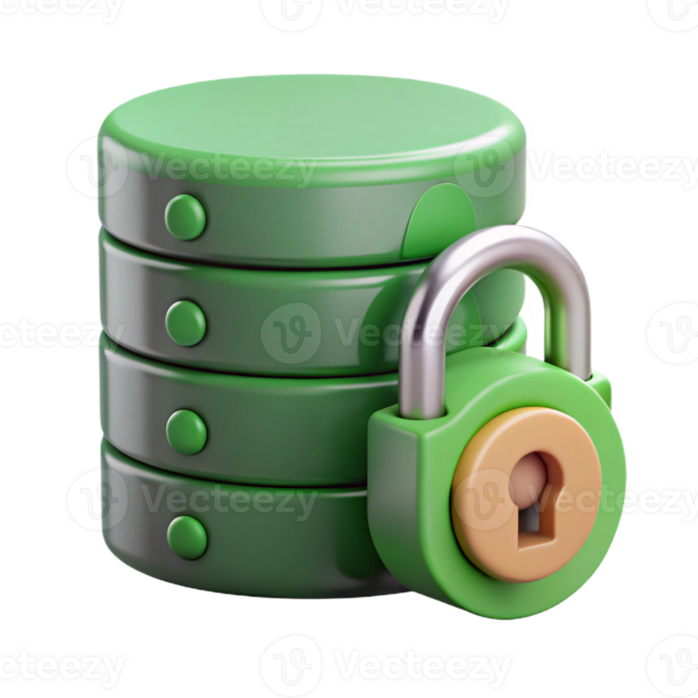 impressive creative Secure Data Storage Icon with Green Lock Cutout high resolution png
