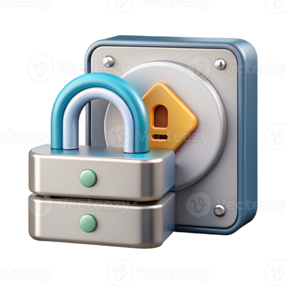 wonderful creative Secure Data Storage Icon with Green Lock Cutout high quality png