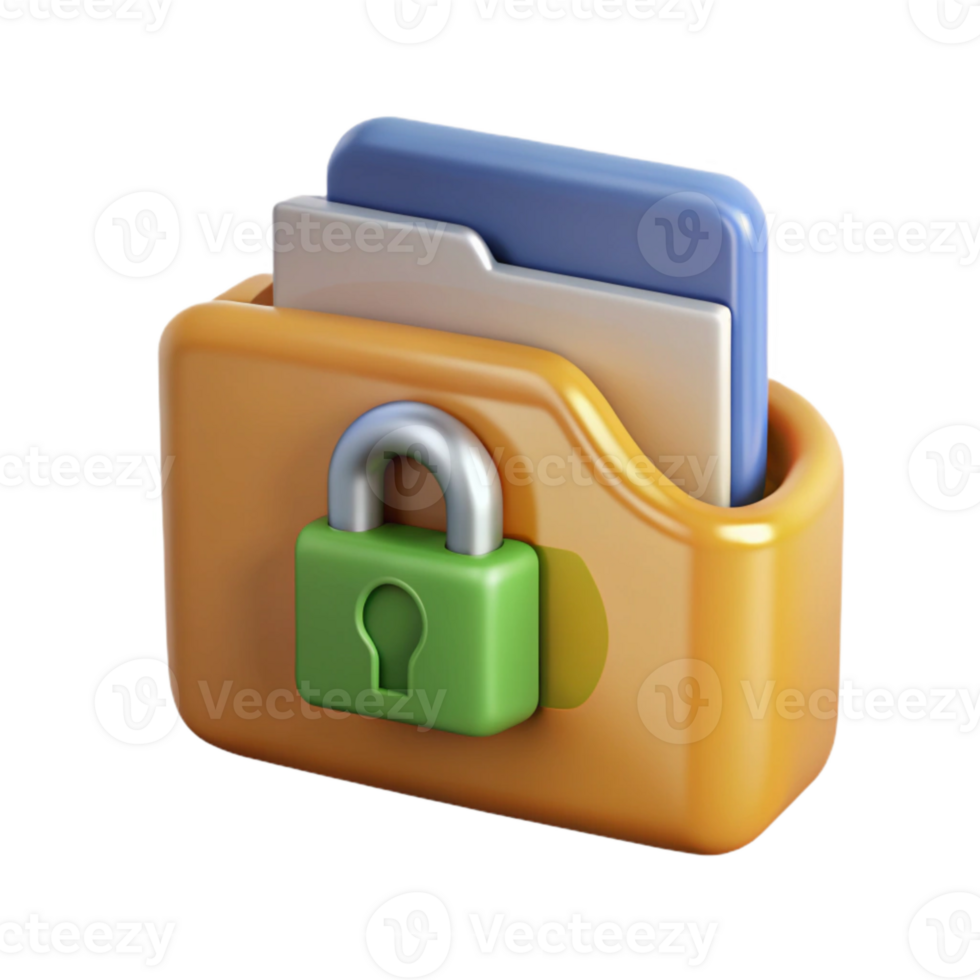 stunning classic Secure File Sharing Icon with Folder and Lock Cutout detailed png