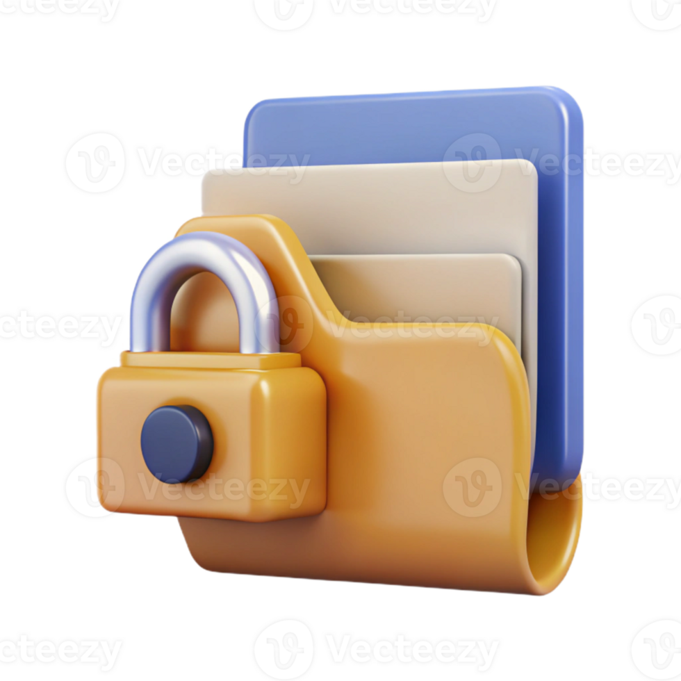 vibrant artistic Secure File Sharing Icon with Folder and Lock Cutout premium png