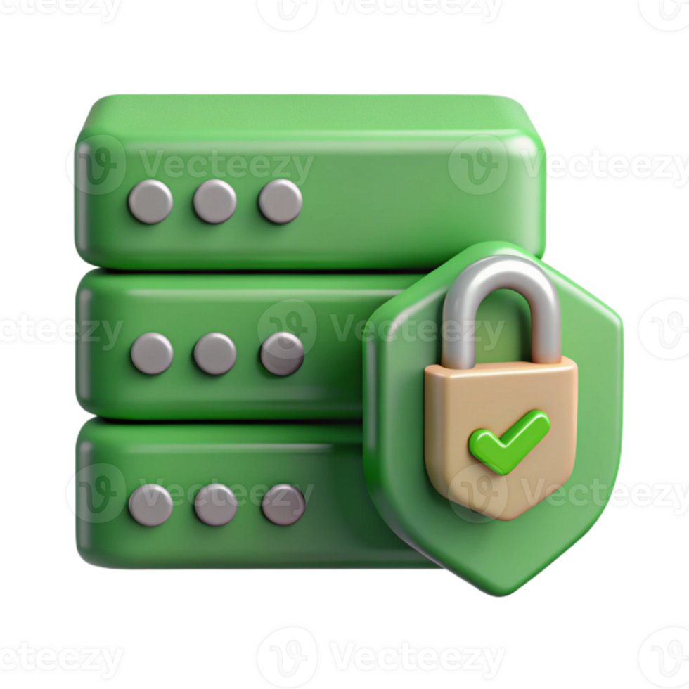 vibrant modern Secure Server Icon Green Protected Transparent Background high quality png