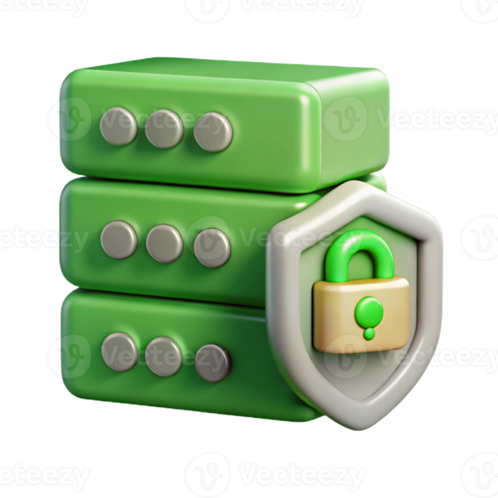 elegant traditional Secure Server Icon Green Protected Transparent Background exclusive png