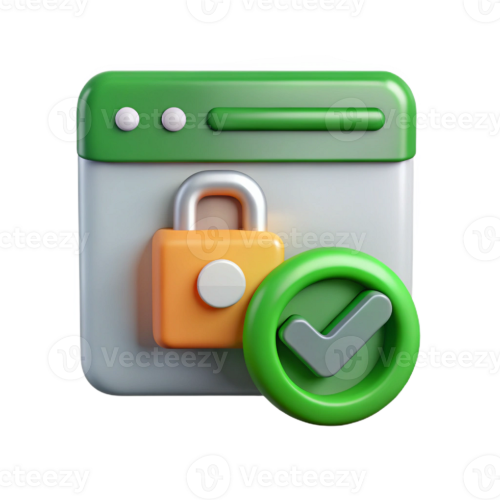 impressive rustic Secure Website Icon with Green Checkmark Transparent Background Element detailed png