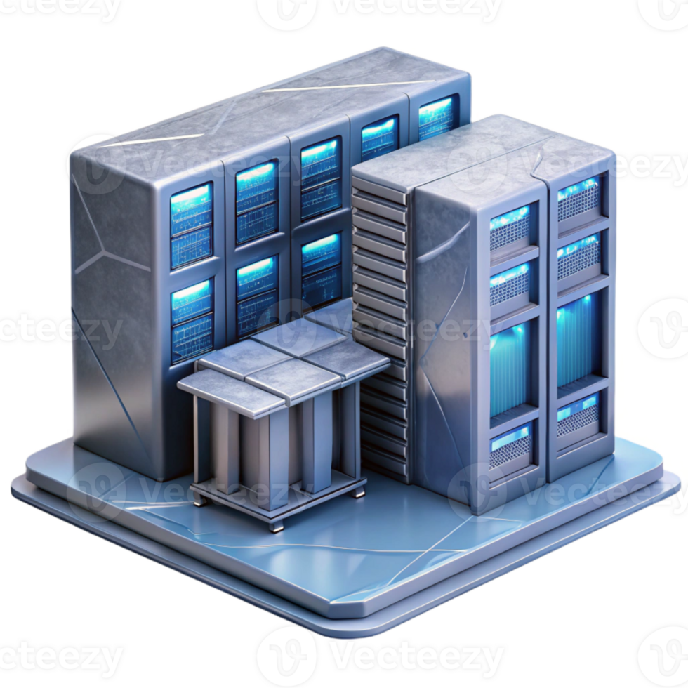 beautiful abstract Secure Server Room with Racks Transparent Background Isolated high quality png