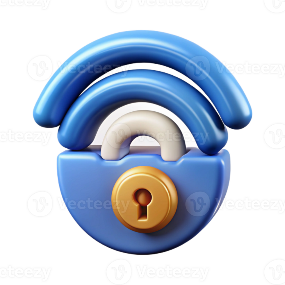 stunning classic Secure Wireless Network Icon with Wi-fi Symbol and Lock Isolated on White high quality png