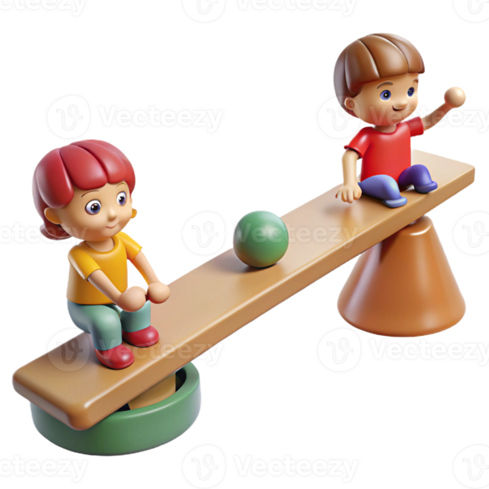 dramatic artistic Seesaw with Children Playing Isolated premium png