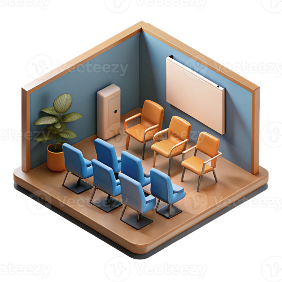 impressive traditional Seminar Room with Chairs Isometric View Cutout authentic png