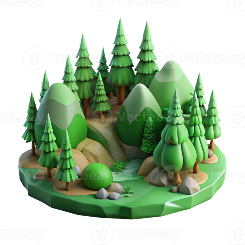 elegant contemporary Serene Forest Landscape with Green Hues Transparent Background original png