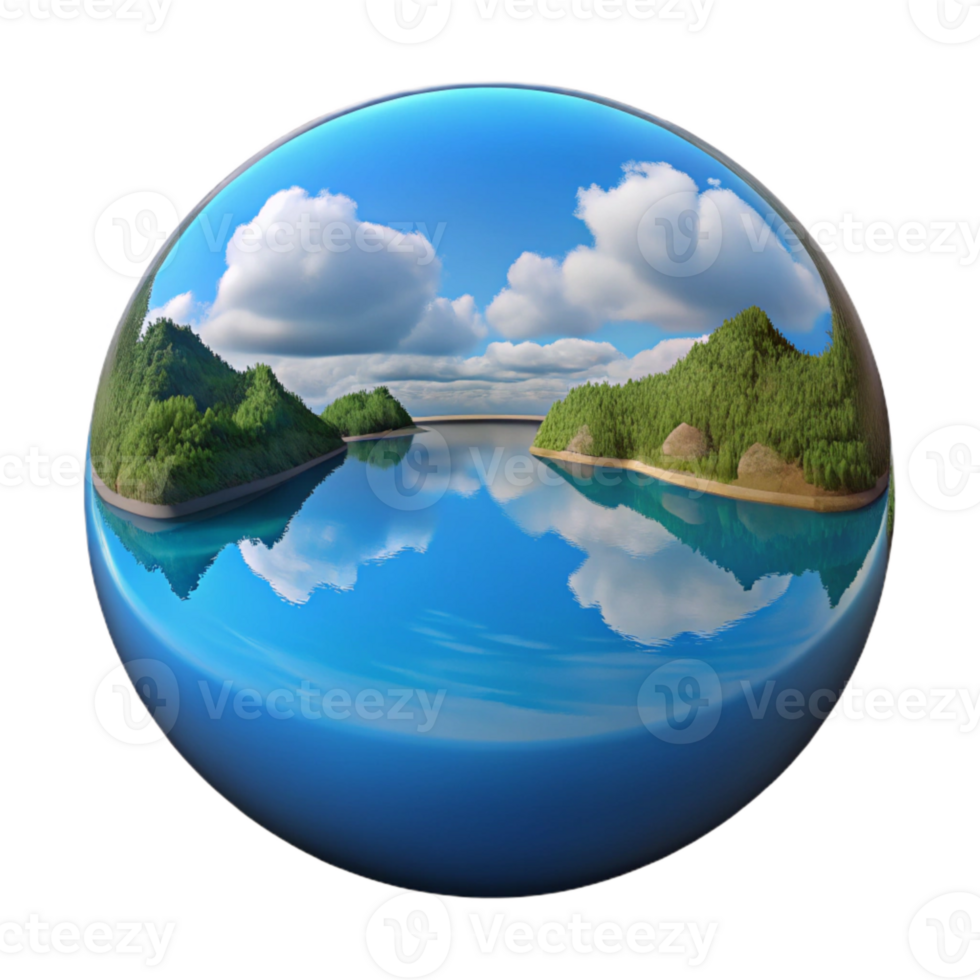 impressive rustic Serene Lake Reflection Cutout with Blue Sky exclusive png