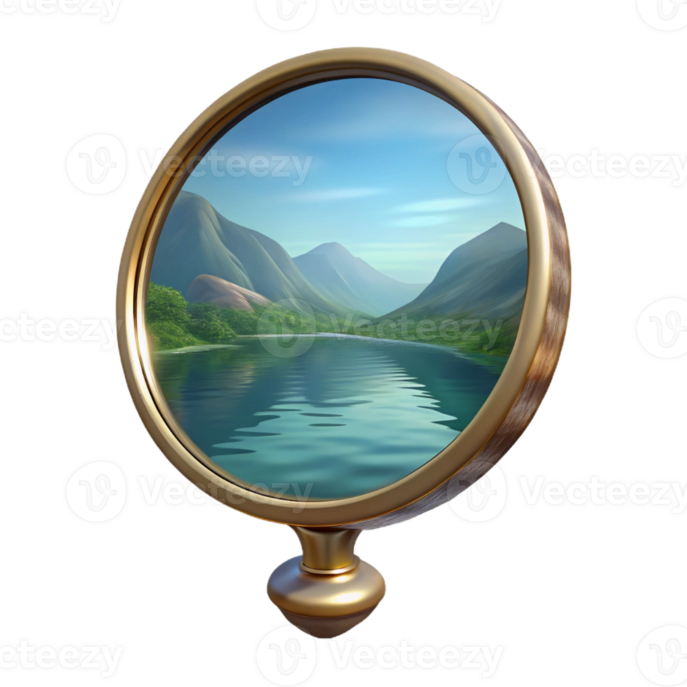 vibrant rustic Serene Lake Reflection Cutout with Blue Sky authentic png