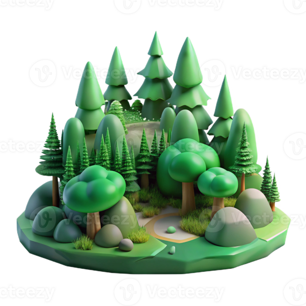 impressive rustic Serene Forest Landscape with Green Hues Transparent Background genuine png
