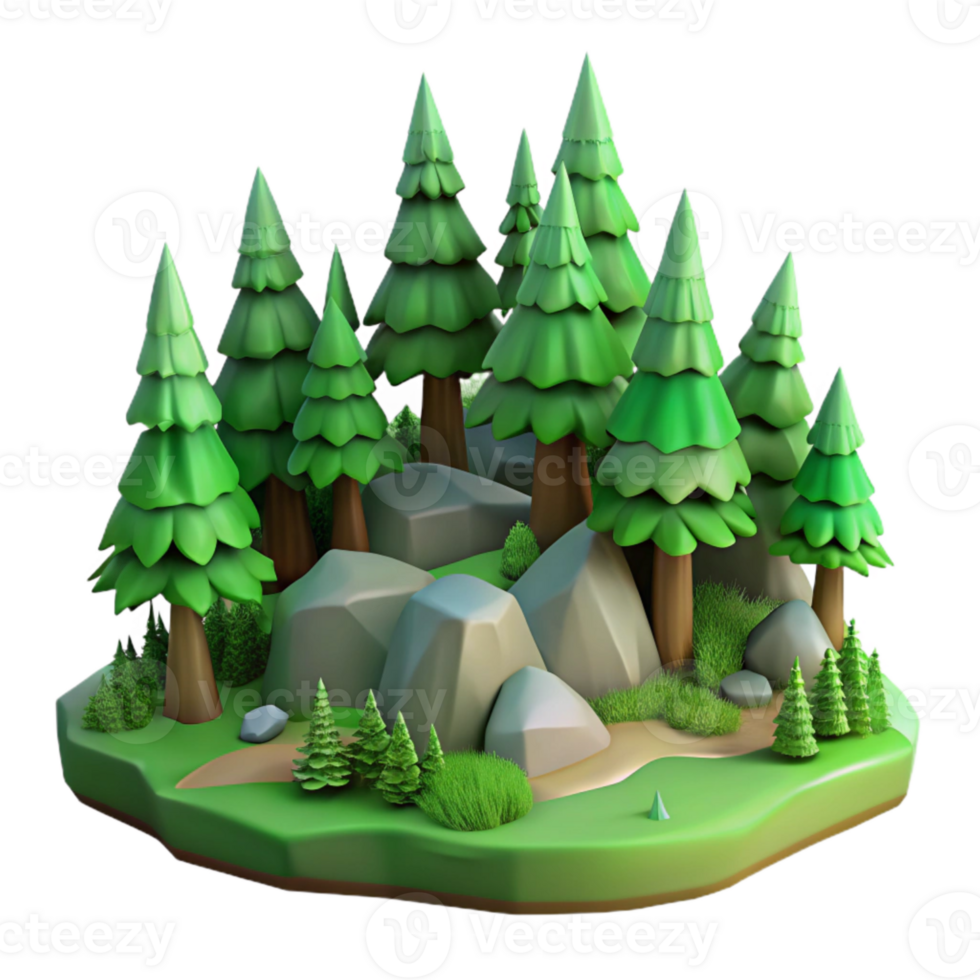 extraordinary rustic Serene Forest Landscape with Green Hues Transparent Background detailed png