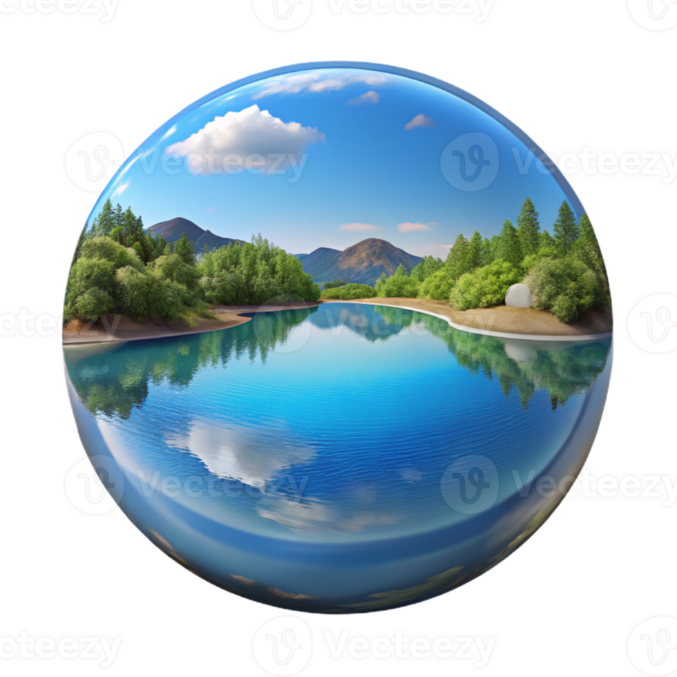 wonderful rustic Serene Lake Reflection Cutout with Blue Sky professional png