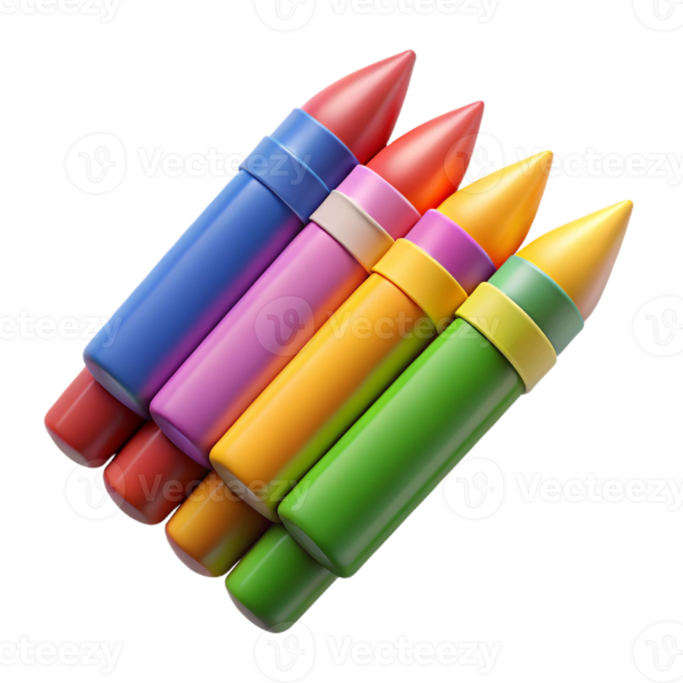vibrant abstract Set of Colorful Crayons Top View Isolated original png