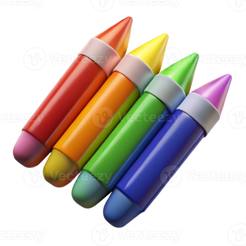 wonderful abstract Set of Colorful Crayons Top View Isolated high quality png