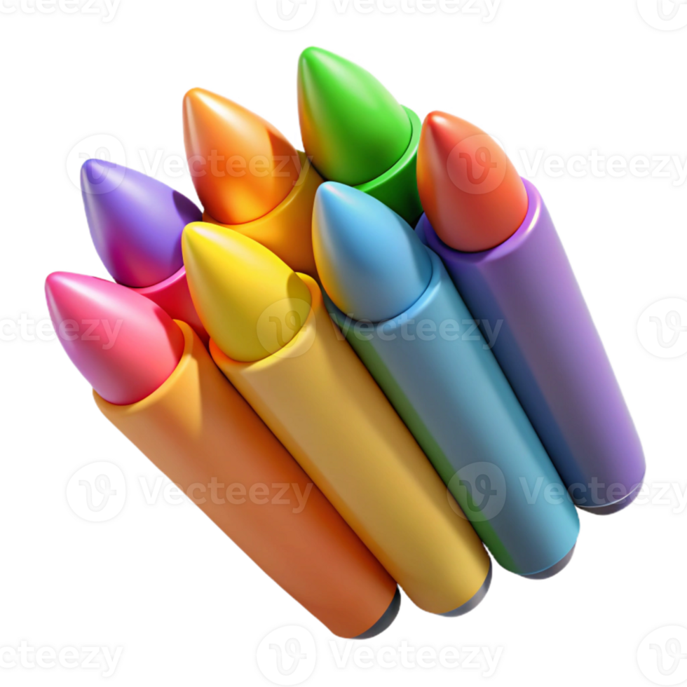 wonderful traditional Set of Colorful Crayons Top View Isolated genuine png